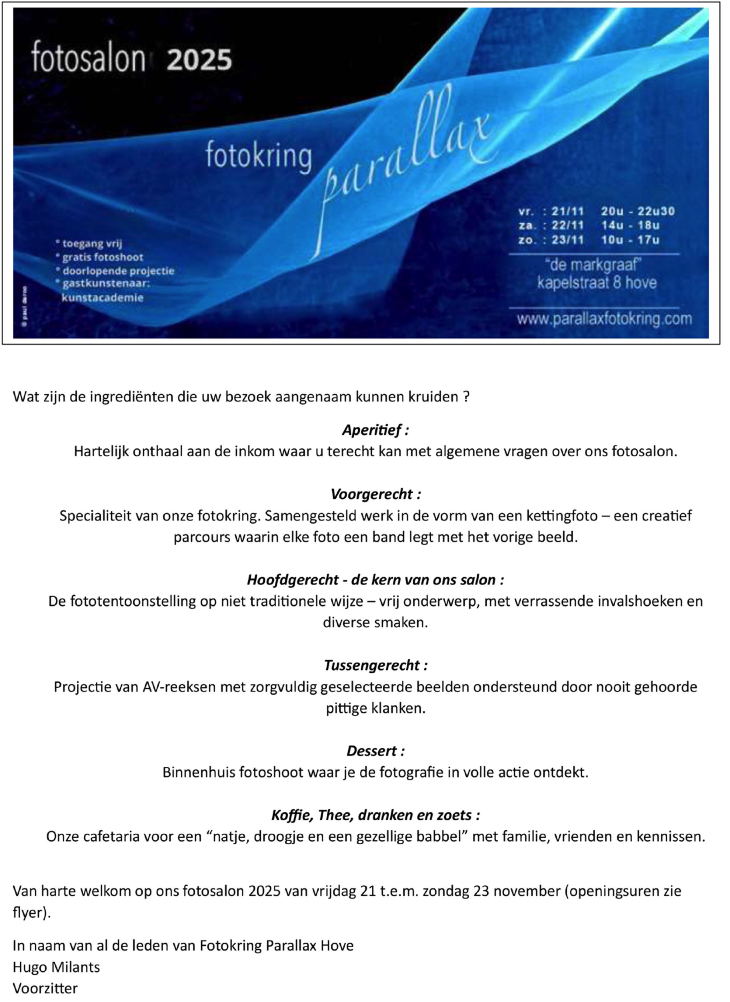 Aankondiging fotosalon 2025